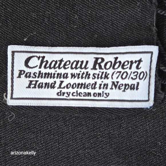 Chateau Robert Cashmere Silk Black Scarf Pashmina - Picture 3 of 6